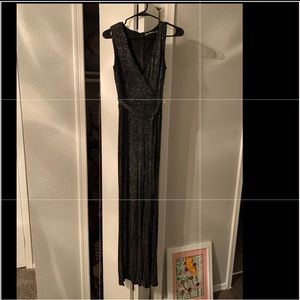 Black shimmery jumpsuit.